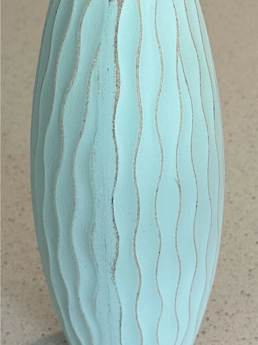 Pastel Mint Textured wooden Vase with Flowers Not Included